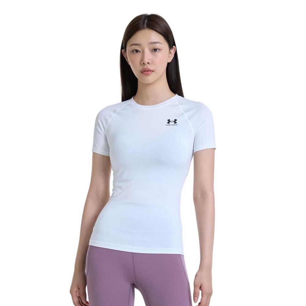 Under Armour HeatGear Compression Short Sleeve Performance Top White Women’s Sm - Picture 13 of 15
